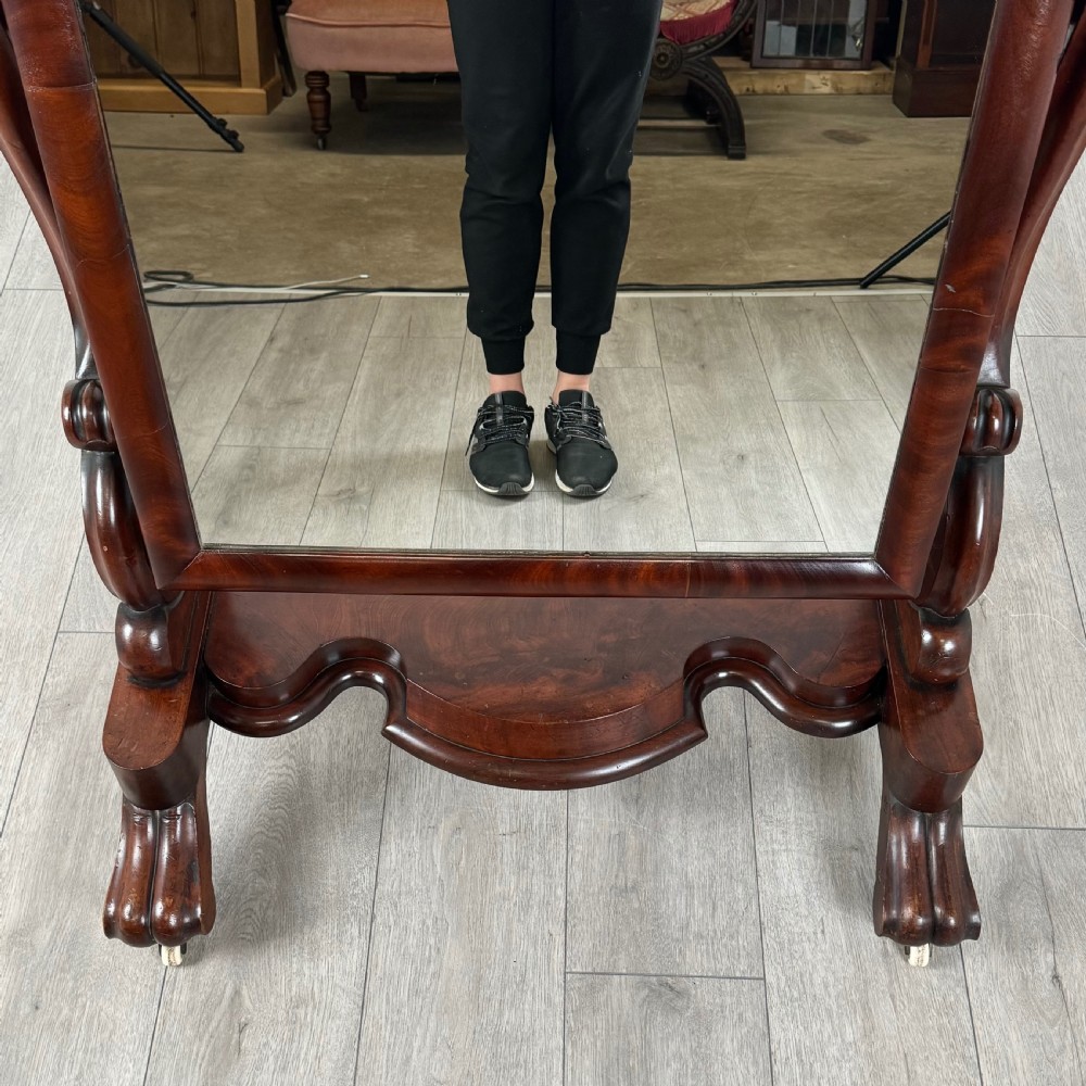 Antique 19th Century Good Quality Cheval Mirror In Mahogany  View IX