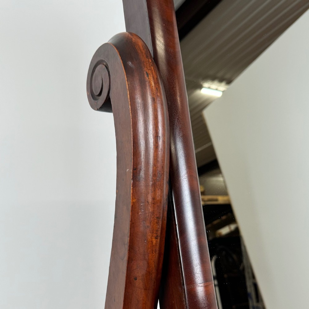 Antique 19th Century Good Quality Cheval Mirror In Mahogany  View X