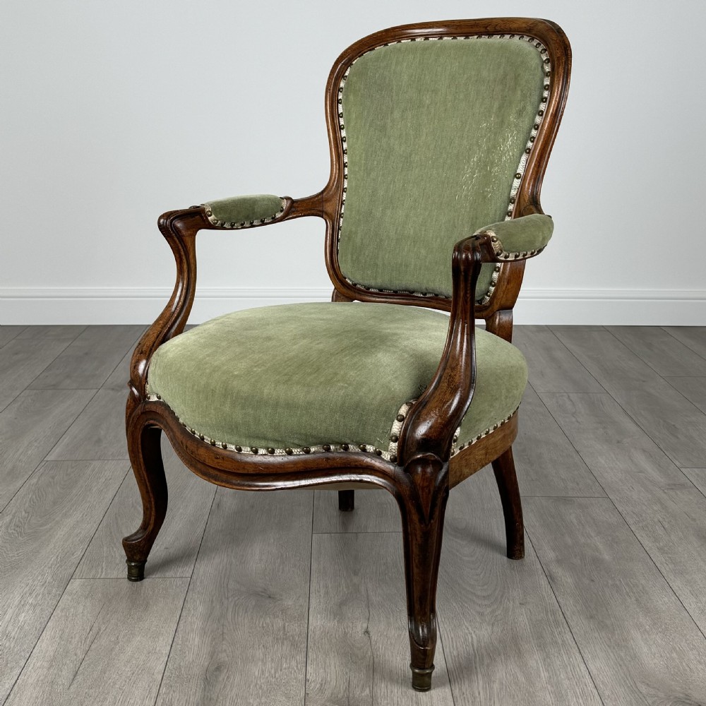 Antique 19th Century Good Quality Open Armchair In Oak