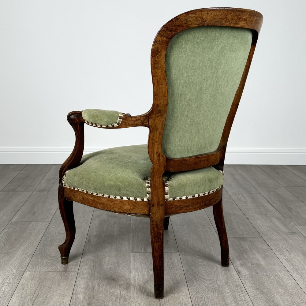 Antique 19th Century Good Quality Open Armchair In Oak View III