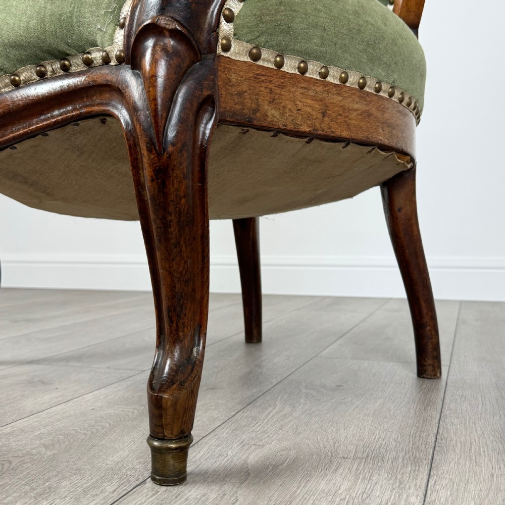 Antique 19th Century Good Quality Open Armchair In Oak View X