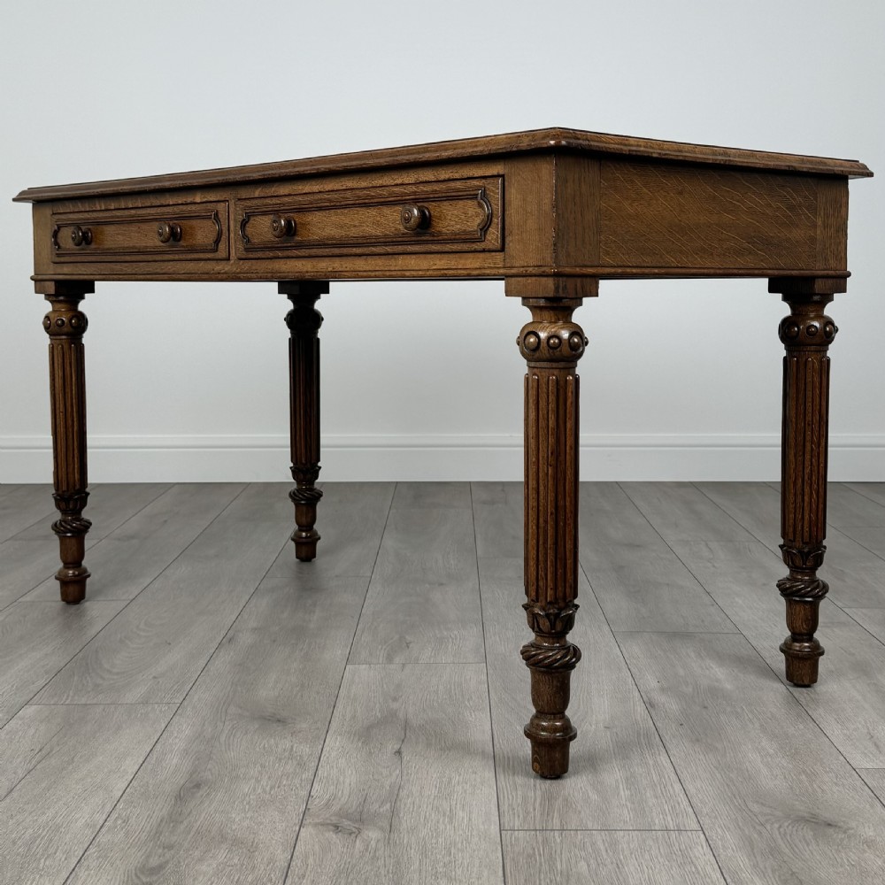  Antique 19th Century Fine Quality Writing Table In Oak View II