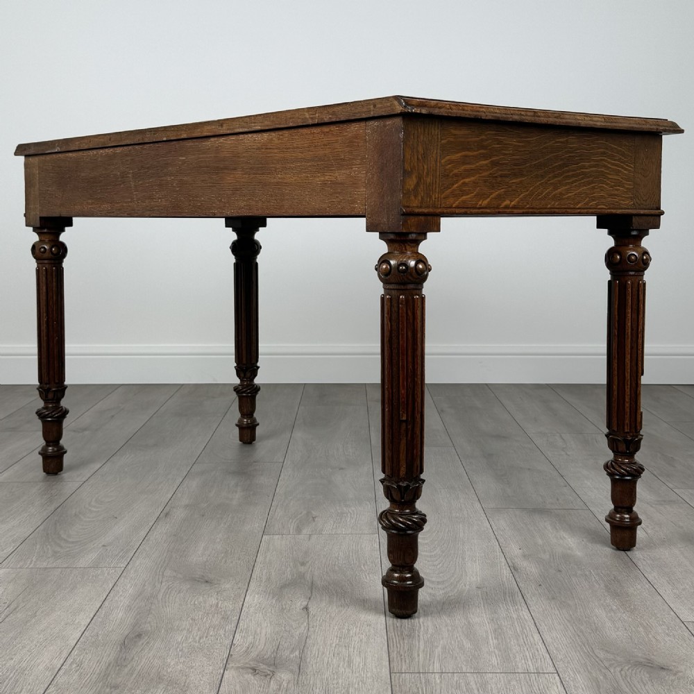  Antique 19th Century Fine Quality Writing Table In Oak View VI