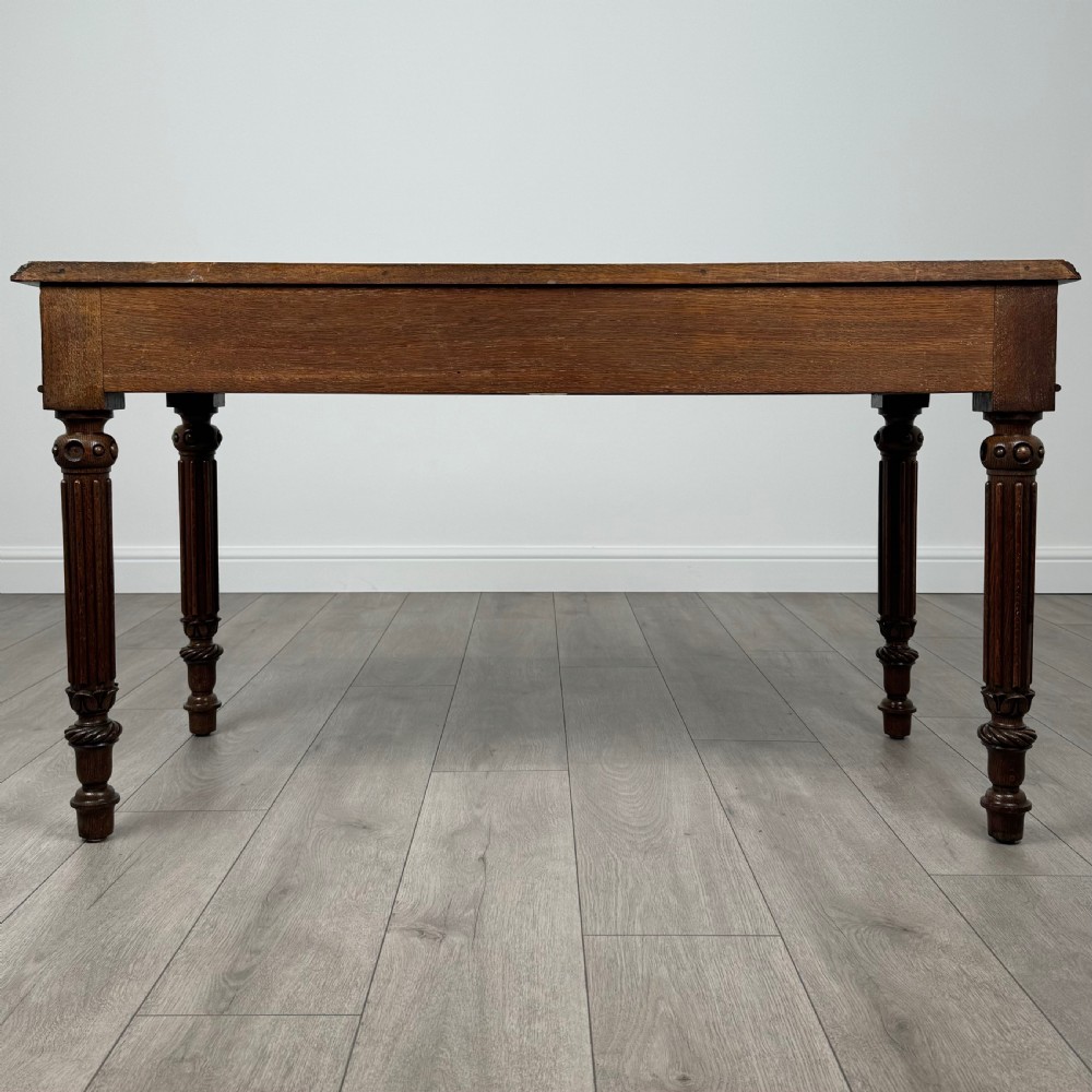  Antique 19th Century Fine Quality Writing Table In Oak View VII