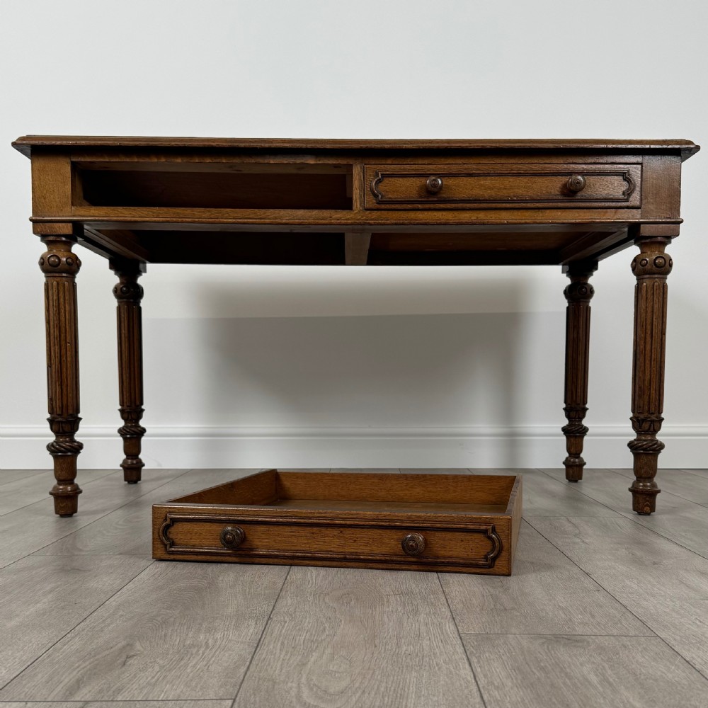  Antique 19th Century Fine Quality Writing Table In Oak View X