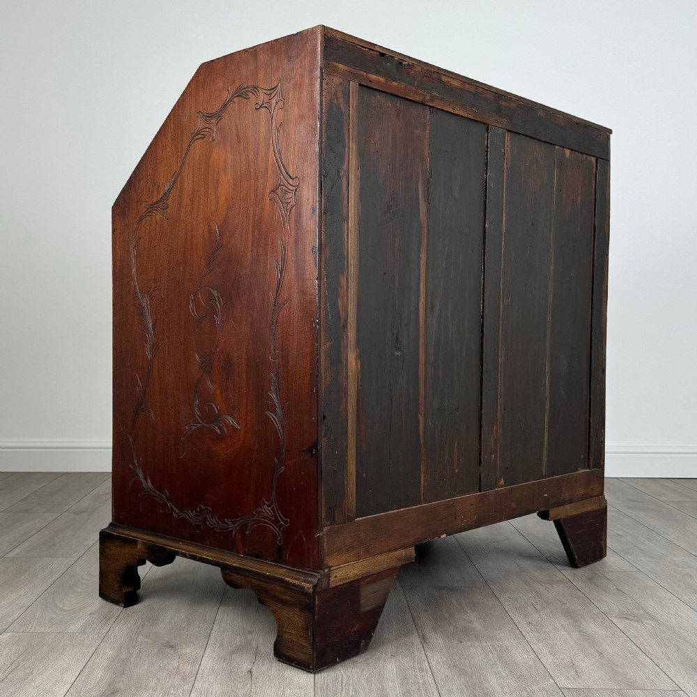 Antique 18th Century Heavily Carved Bureau In Oak 
 View V