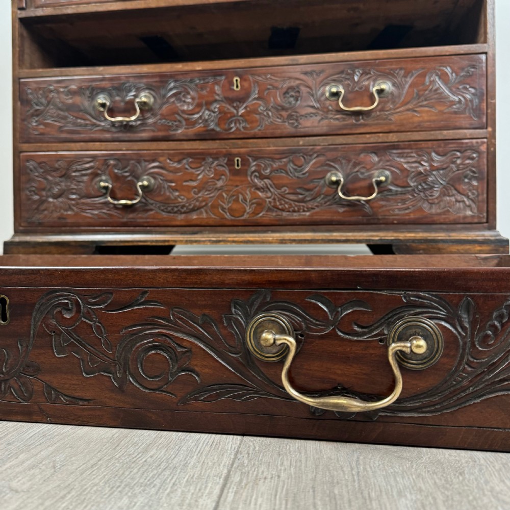 Antique 18th Century Heavily Carved Bureau In Oak 
 View XIII