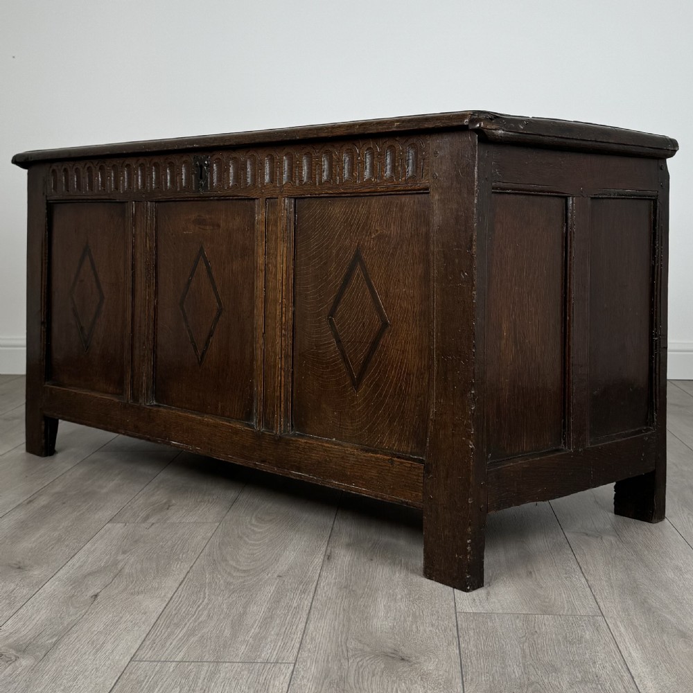  Antique 18th Century Good Quality Coffer In Oak 
 View II