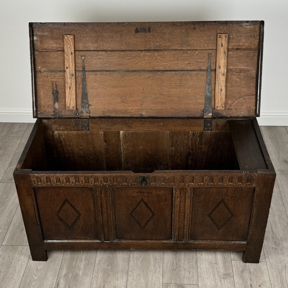  Antique 18th Century Good Quality Coffer In Oak 
 View X