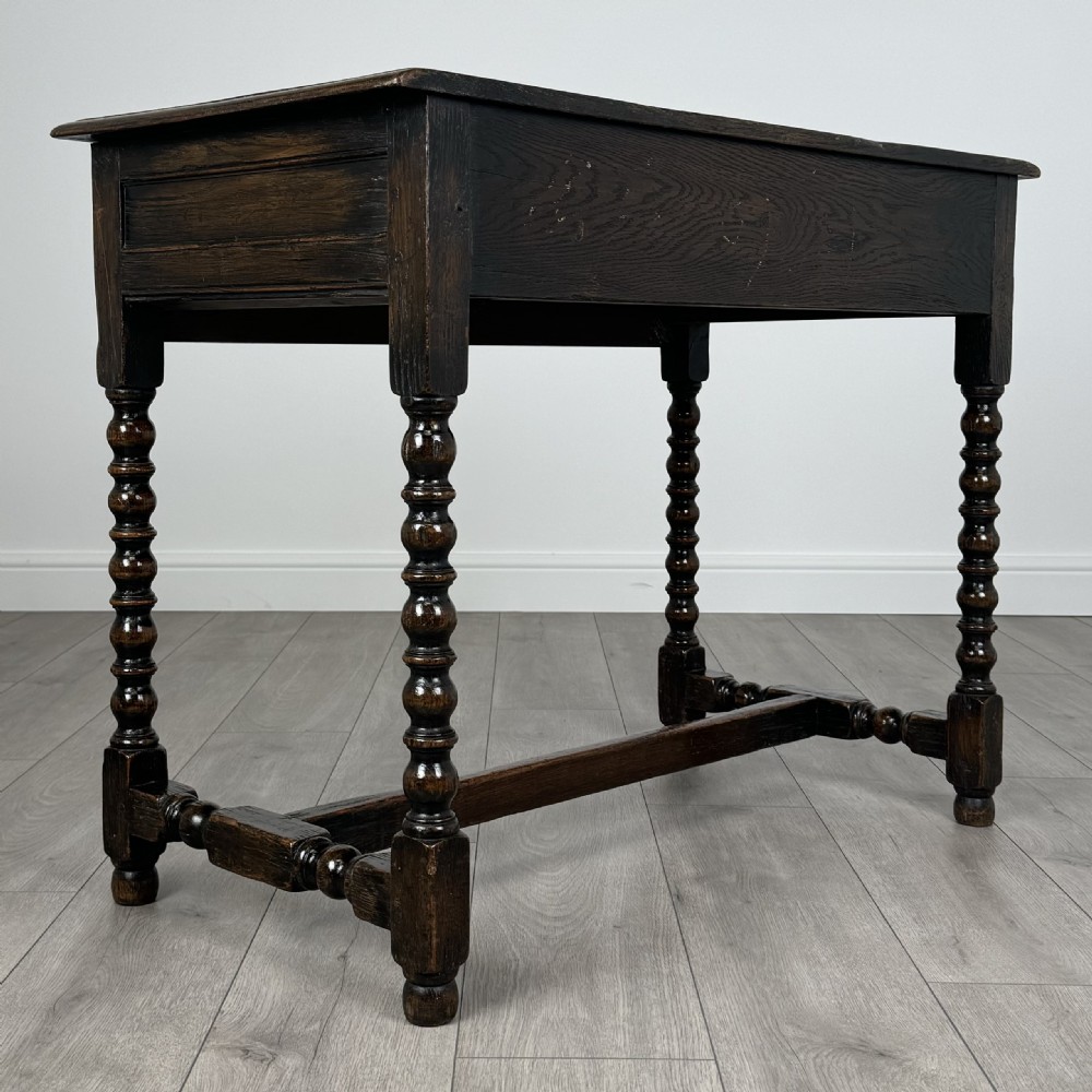 Antique 18th Century Bobbin Turned Writing Table In Oak 
 View V