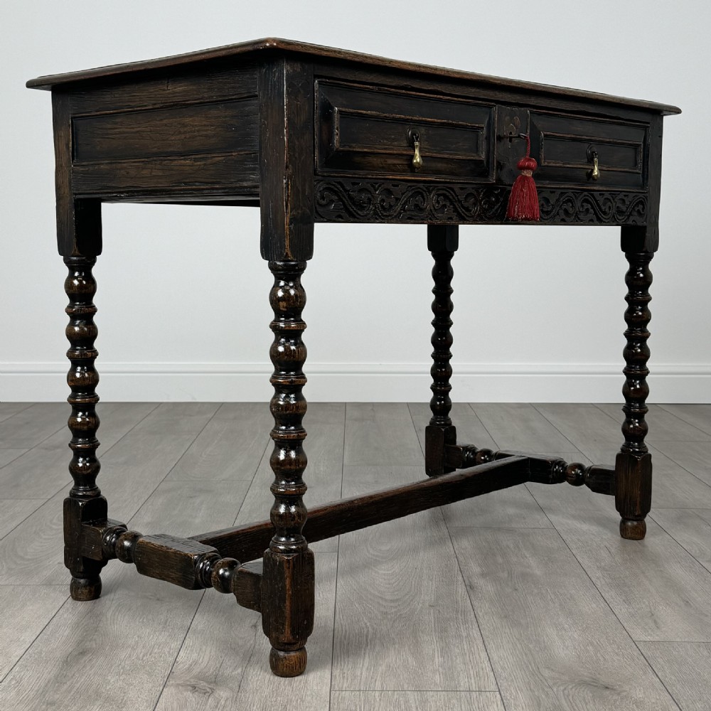 Antique 18th Century Bobbin Turned Writing Table In Oak 
 View VIII