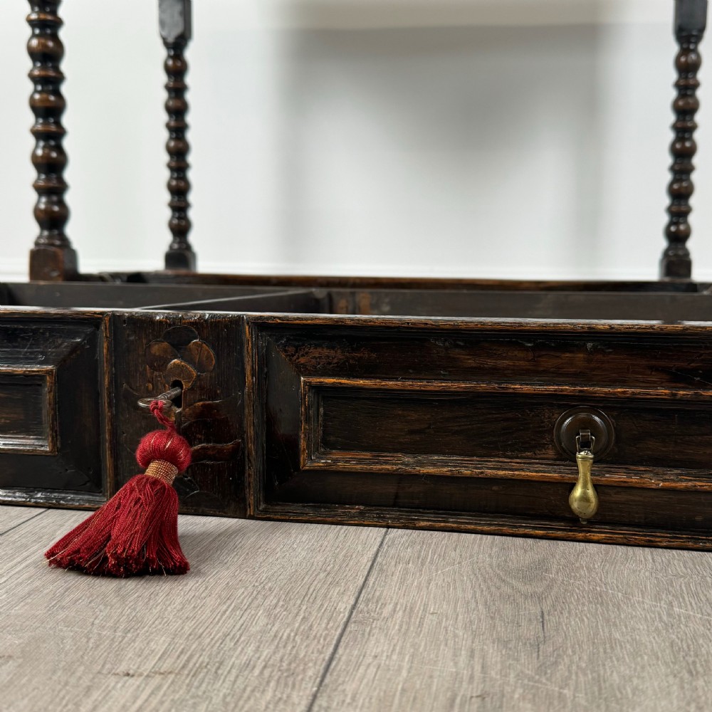Antique 18th Century Bobbin Turned Writing Table In Oak 
 View X