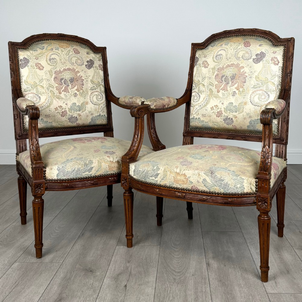 Antique 19th Century Pair Of French Armchair’s In Walnut 