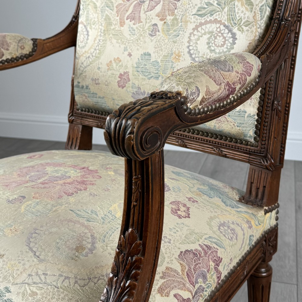 Antique 19th Century Pair Of French Armchair’s In Walnut  View XIII