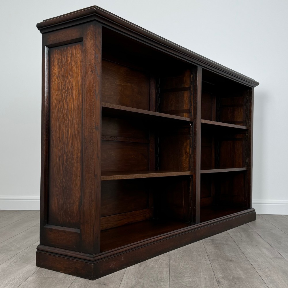 Antique 20th Century Fine Quality Large Open Bookcase In Oak 
 View VIII