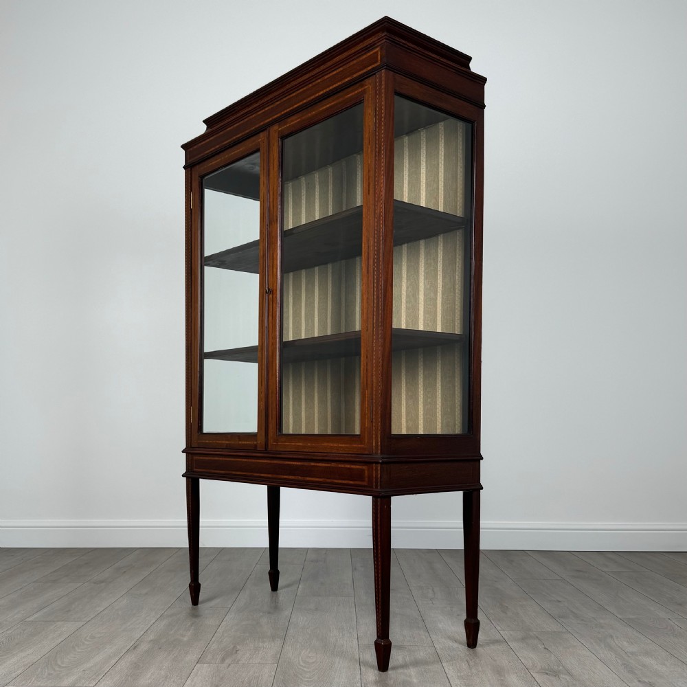  Antique 20th Century Inlaid Display Cabinet In Mahogany  View IV