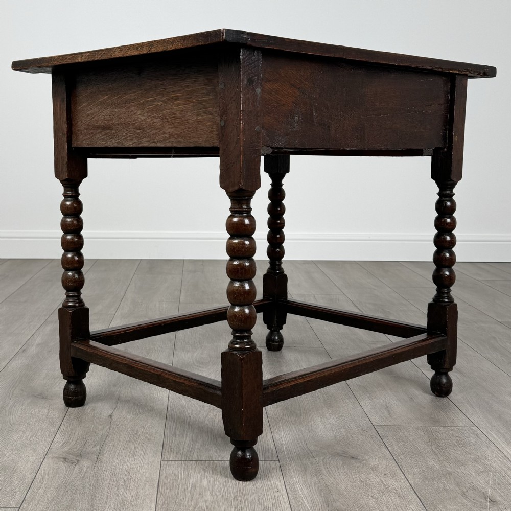 Antique 18th Century Bobbin Turned Oak Side Table View IV