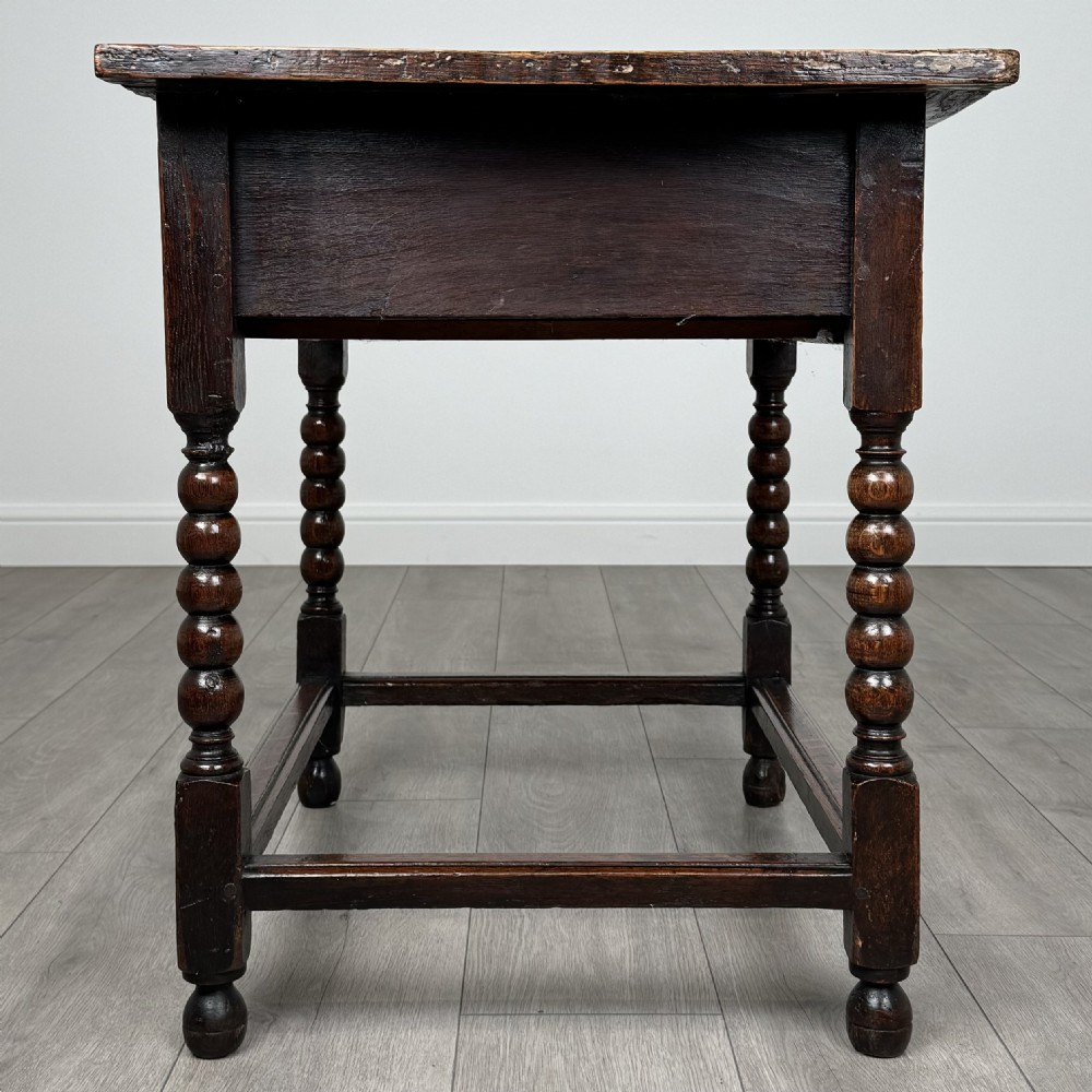 Antique 18th Century Bobbin Turned Oak Side Table View VII