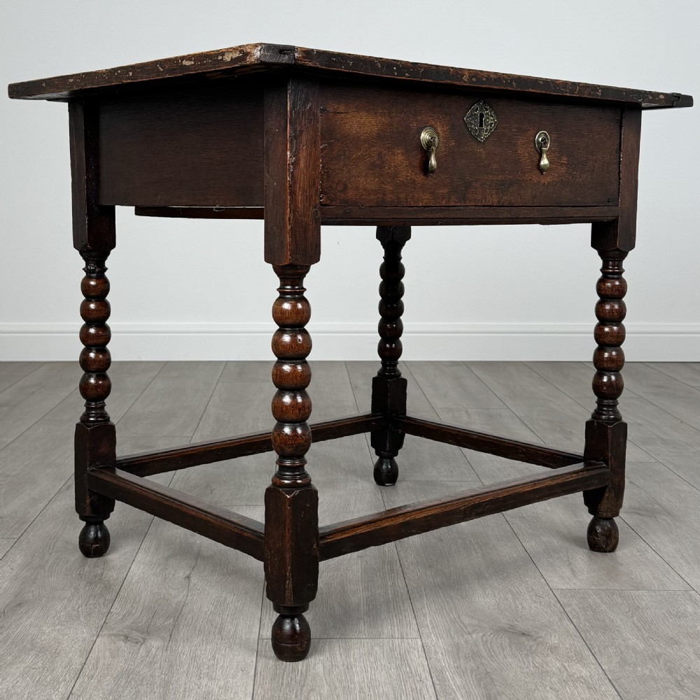 Antique 18th Century Bobbin Turned Oak Side Table View VIII