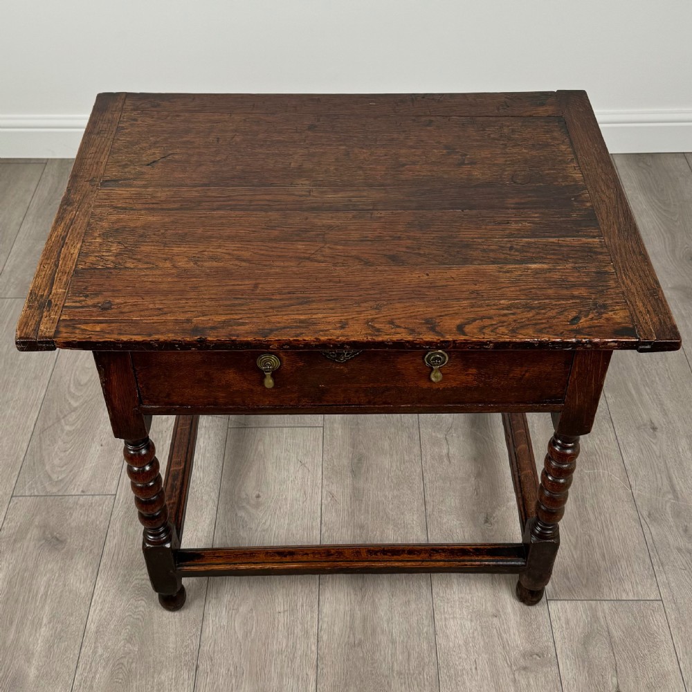 Antique 18th Century Bobbin Turned Oak Side Table View IX