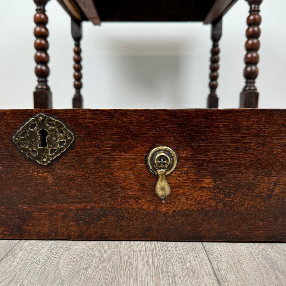Antique 18th Century Bobbin Turned Oak Side Table View X