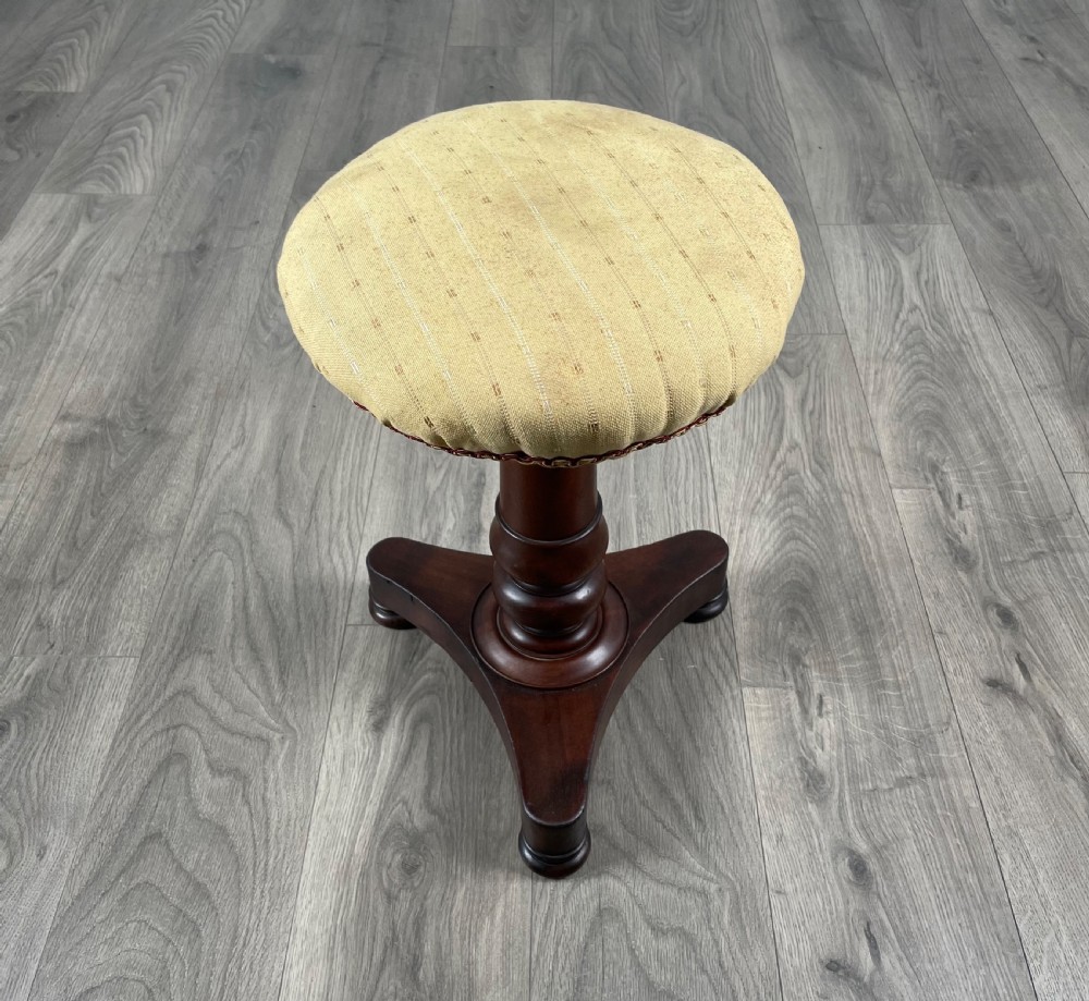 Antique 19th Century Piano Stool In Mahogany  View III