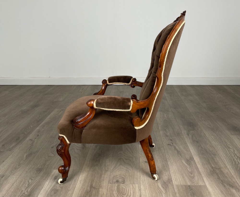 Antique 19th Century Victorian Armchair In Walnut  View II