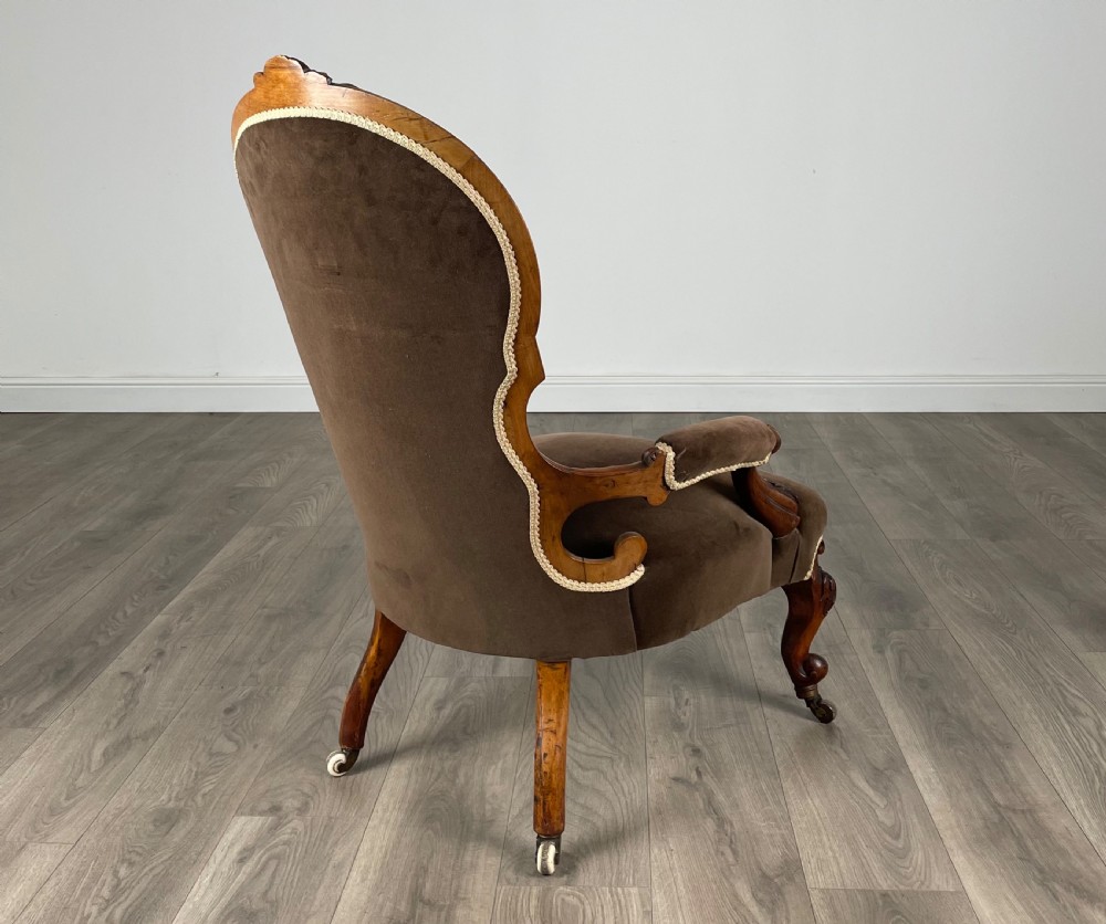 Antique 19th Century Victorian Armchair In Walnut  View V