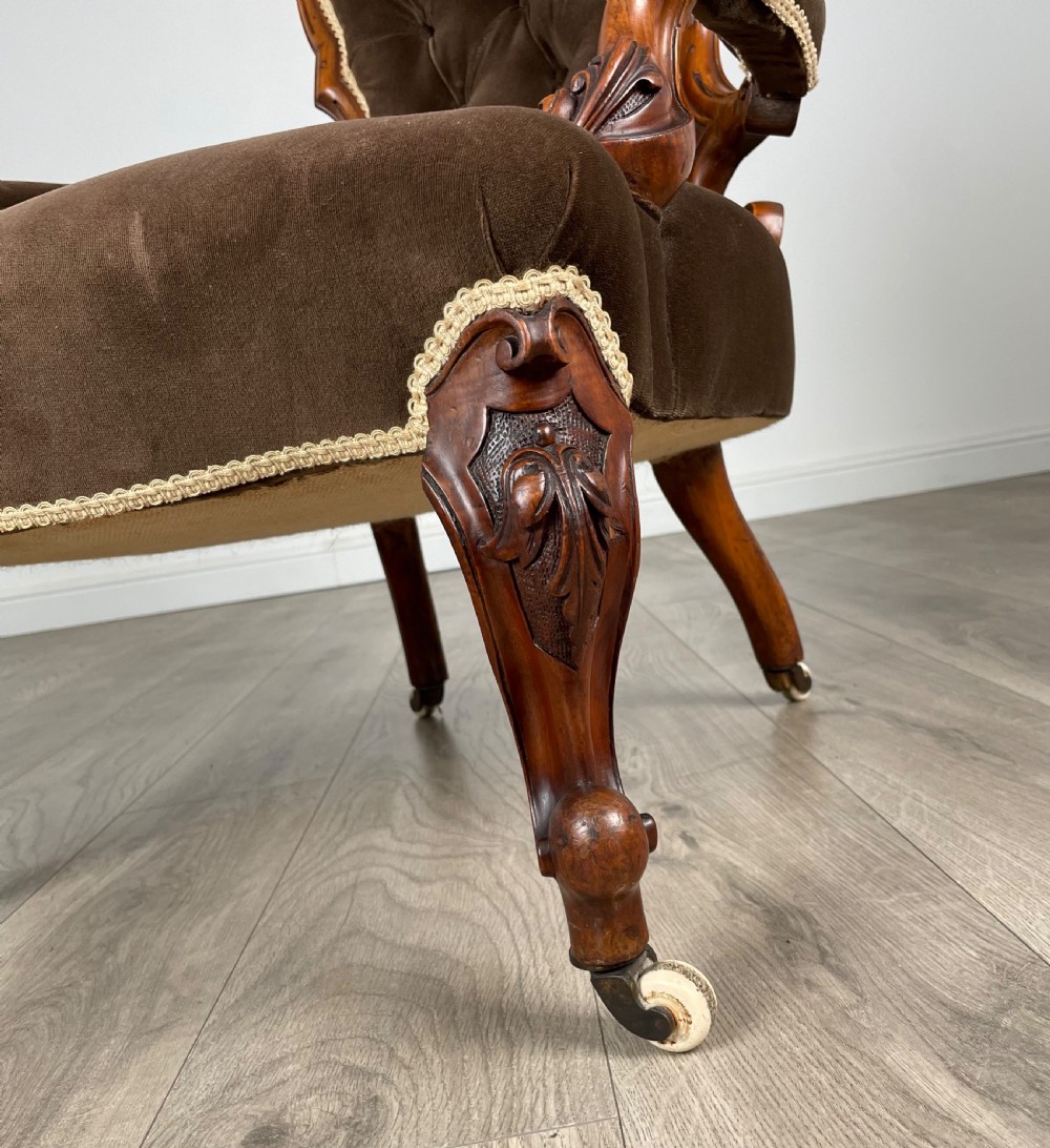 Antique 19th Century Victorian Armchair In Walnut  View XI