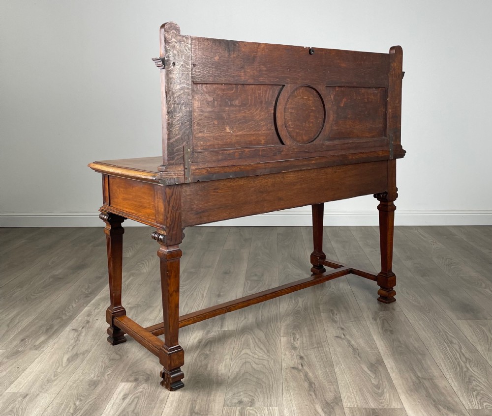 Antique 19th Century Side Table / Console Table In Oak  View IV