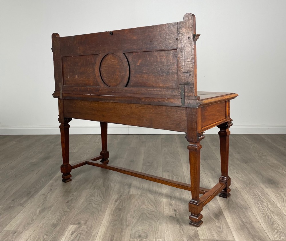 Antique 19th Century Side Table / Console Table In Oak  View VI