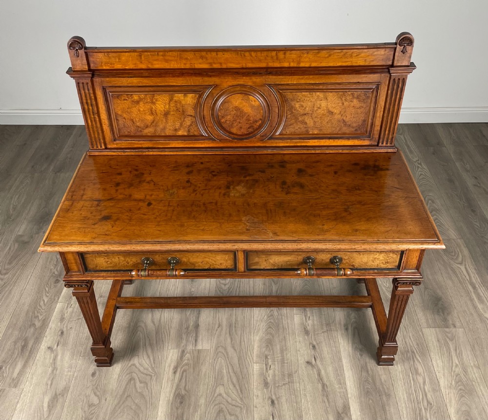 Antique 19th Century Side Table / Console Table In Oak  View IX