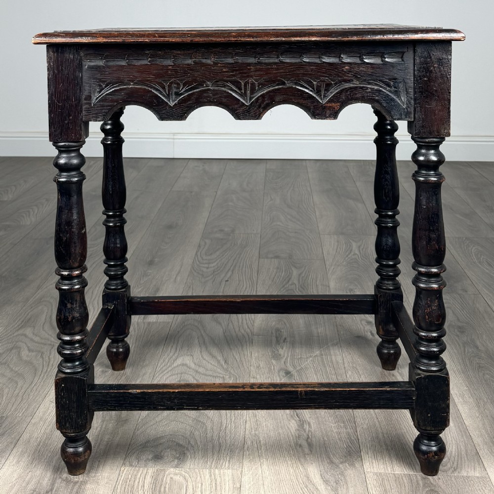 Antique 19th Century Carved Oak Side Table 