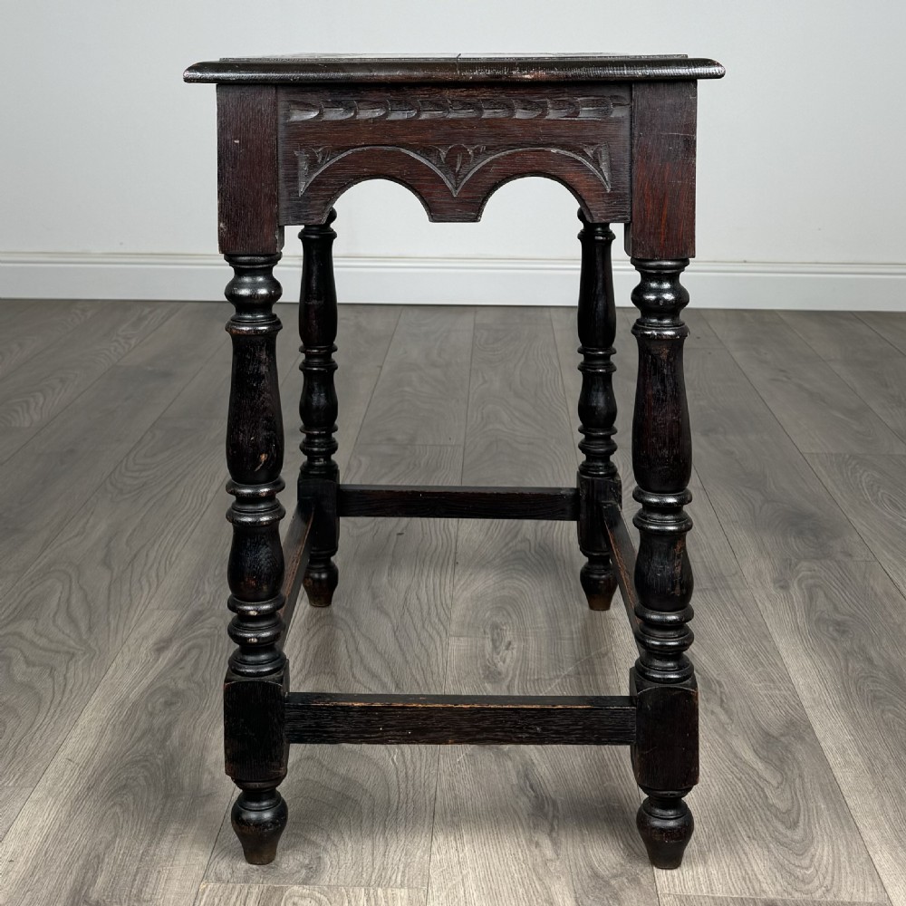 Antique 19th Century Carved Oak Side Table  View III
