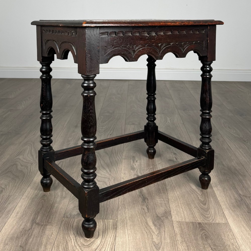 Antique 19th Century Carved Oak Side Table  View IV