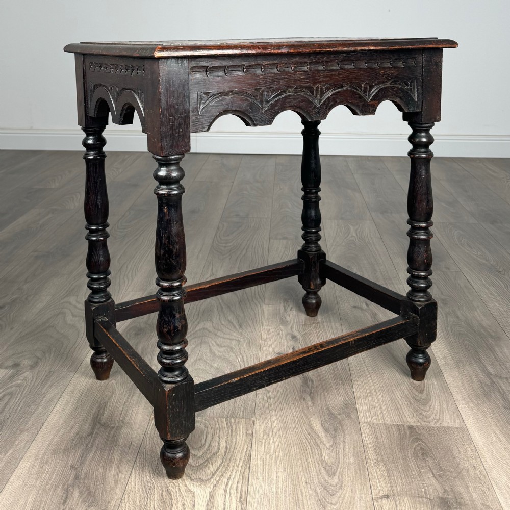 Antique 19th Century Carved Oak Side Table  View VIII
