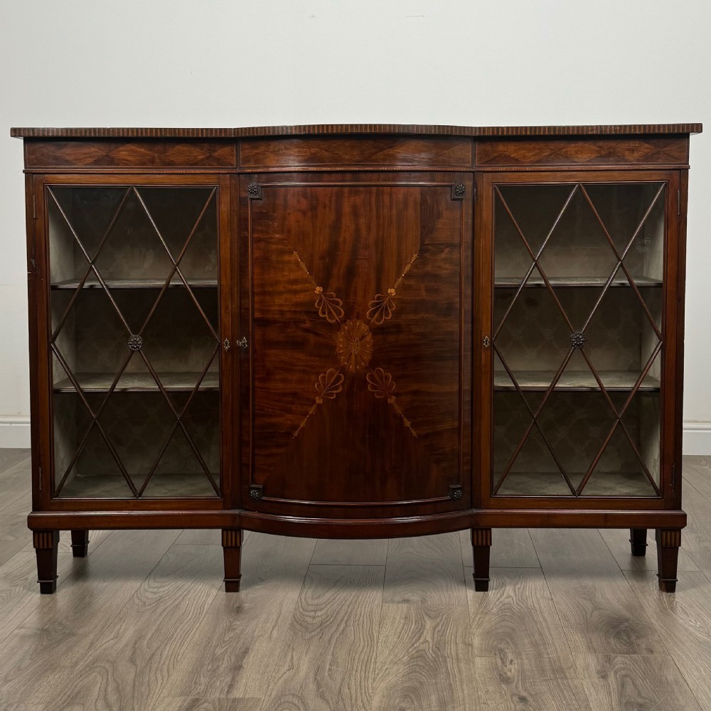  Antique Late 19th Century Inlaid Display Cabinet In Mahogany 
