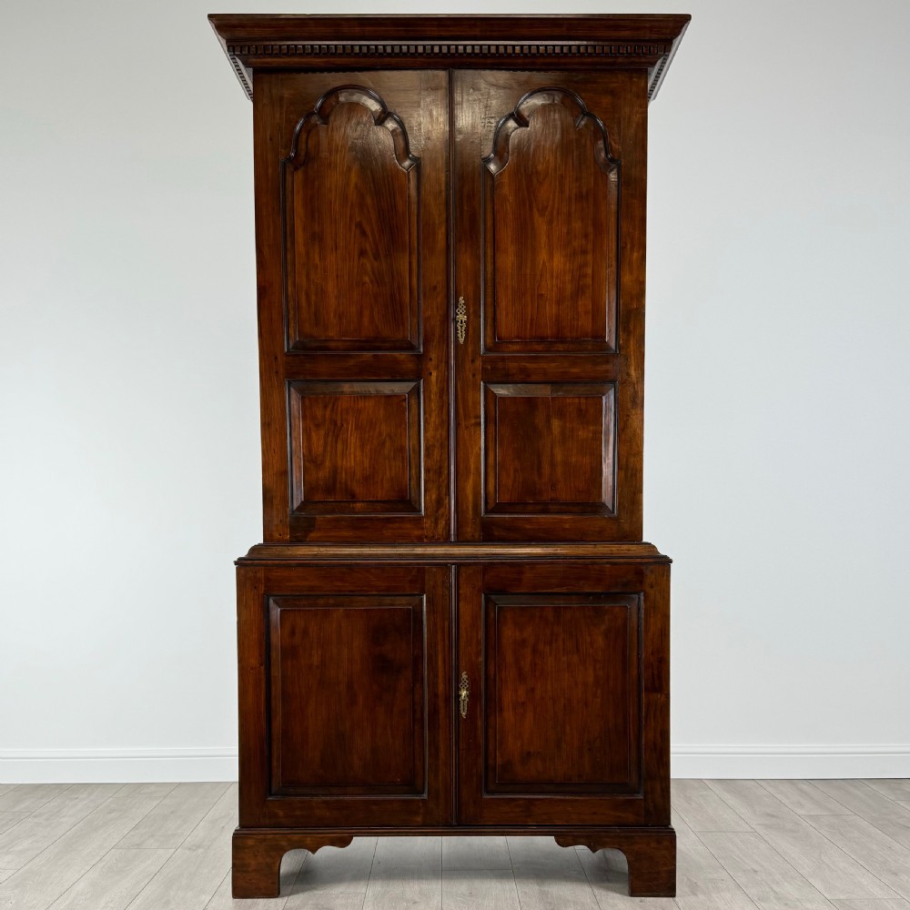 Antique 20th Century Georgian Style Cupboard In Fruitwood