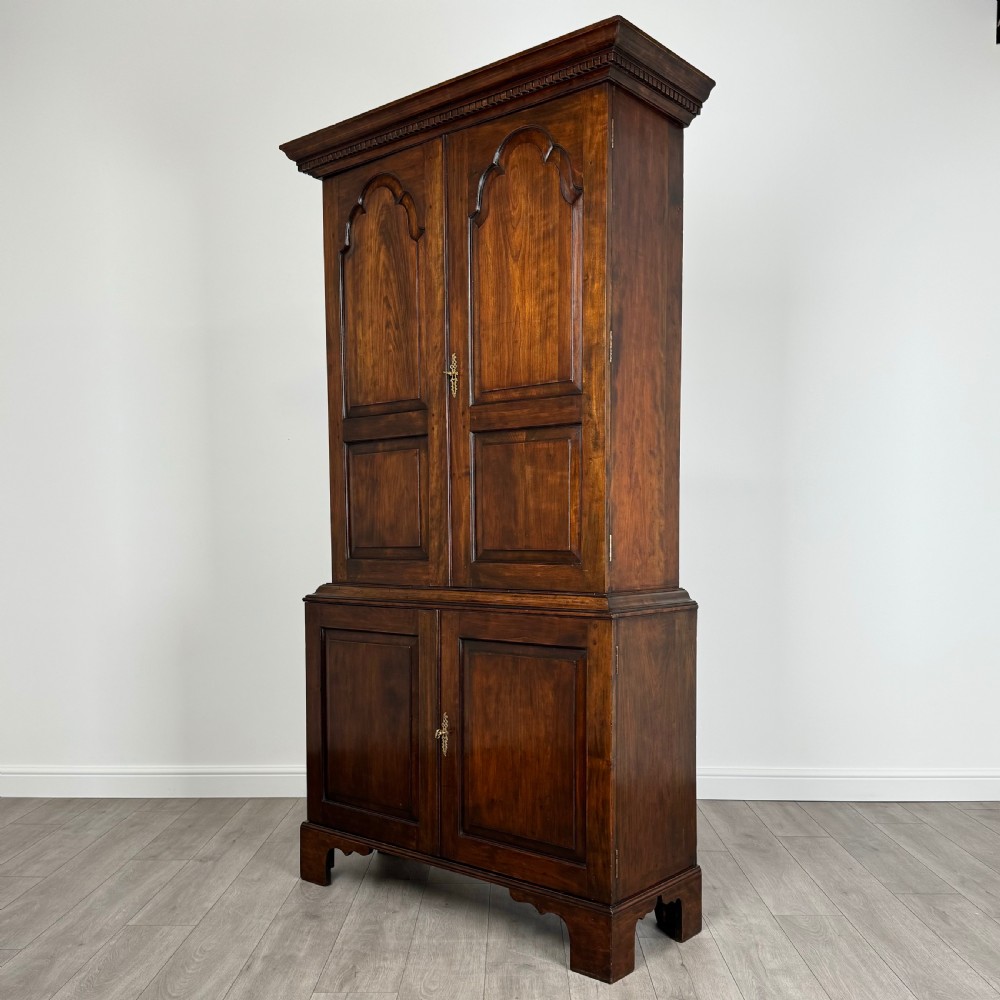 Antique 20th Century Georgian Style Cupboard In Fruitwood View III