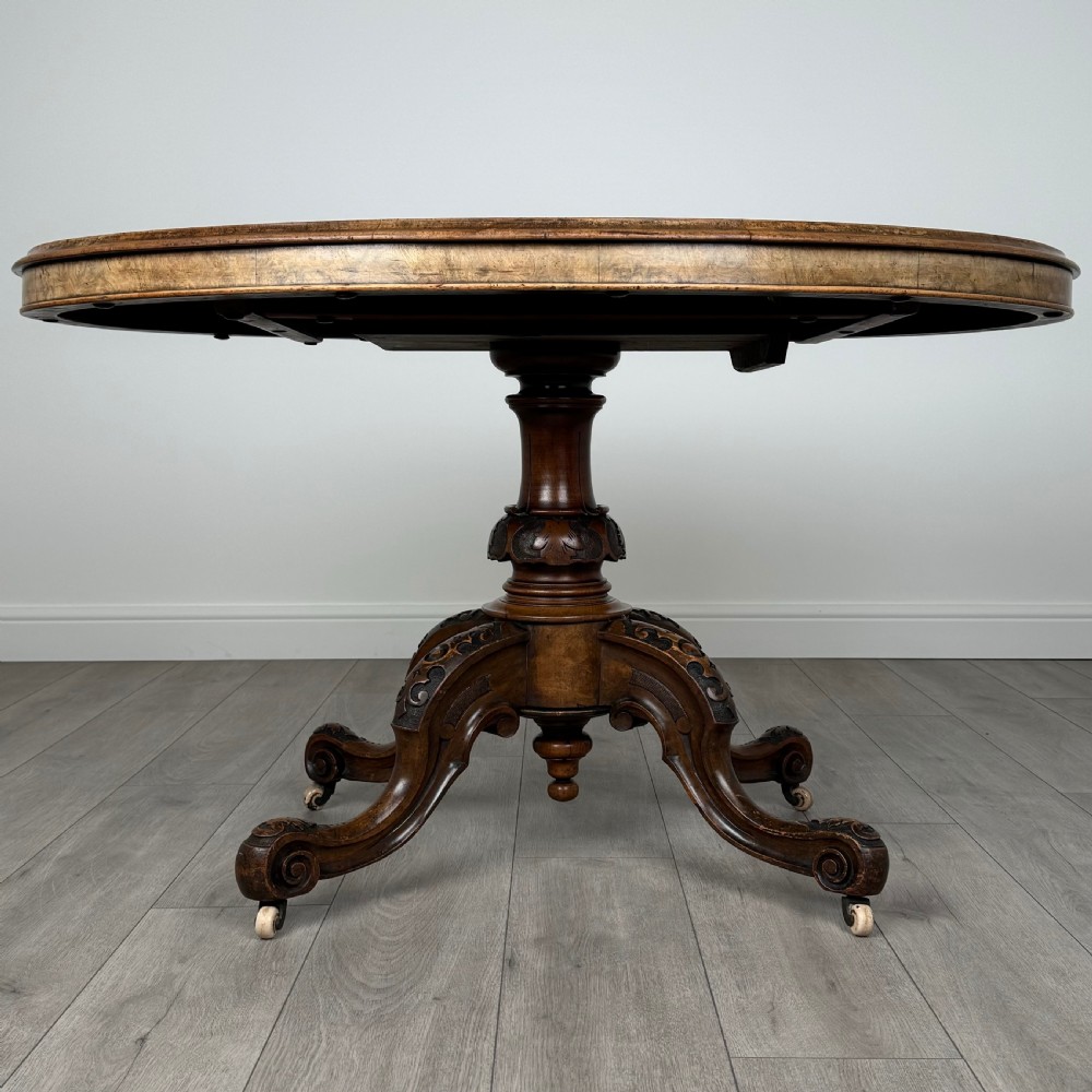  Antique 19th Century Burr Walnut Tilt Top Centre Table 