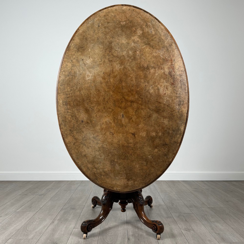 Antique 19th Century Burr Walnut Tilt Top Centre Table  View III