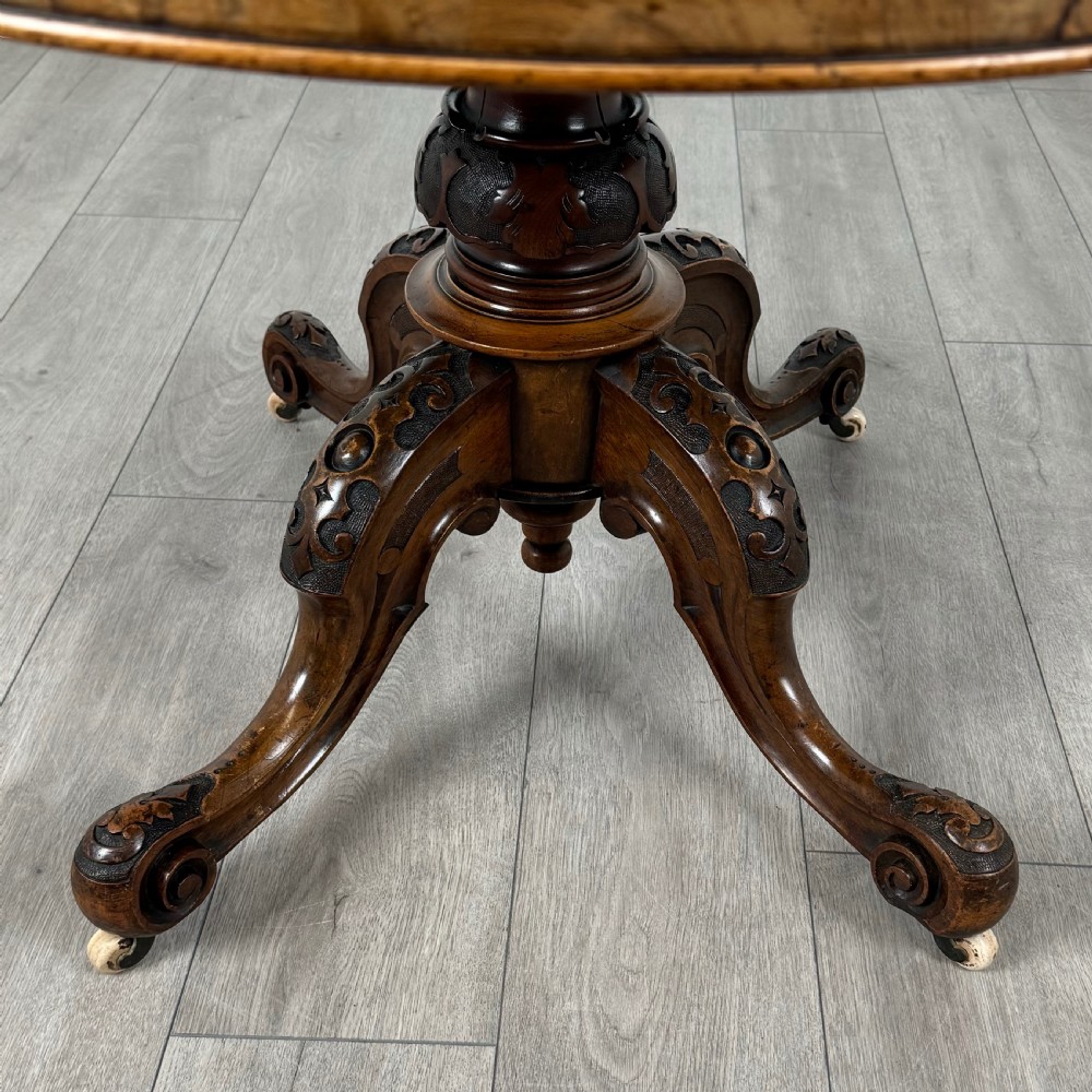  Antique 19th Century Burr Walnut Tilt Top Centre Table  View V