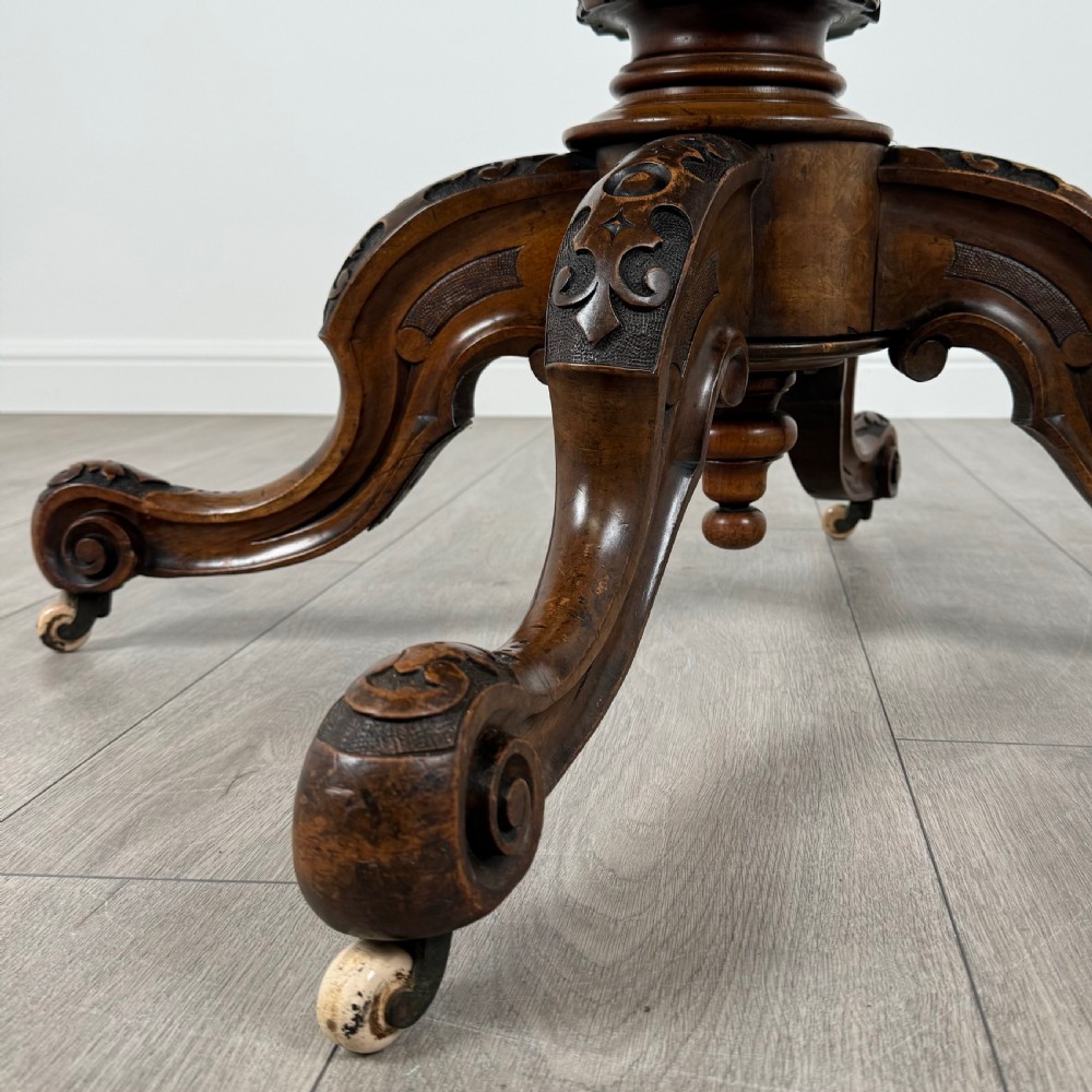  Antique 19th Century Burr Walnut Tilt Top Centre Table  View VII
