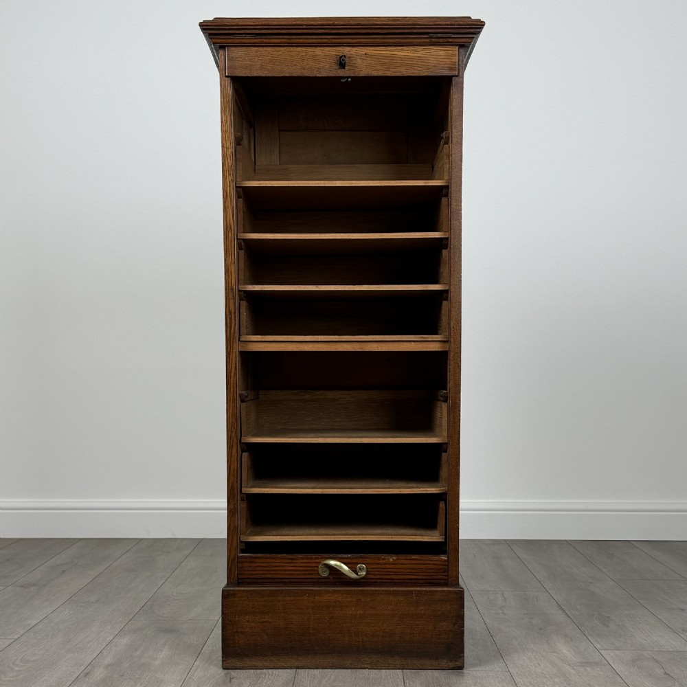 Antique 20th Century Tambour Cabinet In Oak View II