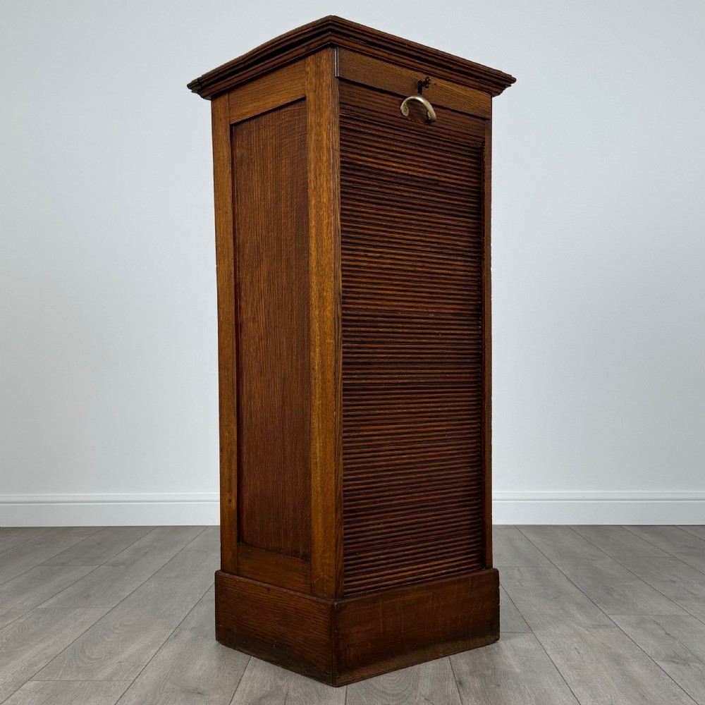 Antique 20th Century Tambour Cabinet In Oak View IX