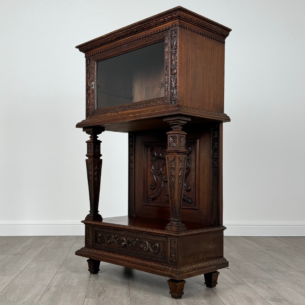 Antique 19th Century Carved Walnut Cabinet View II