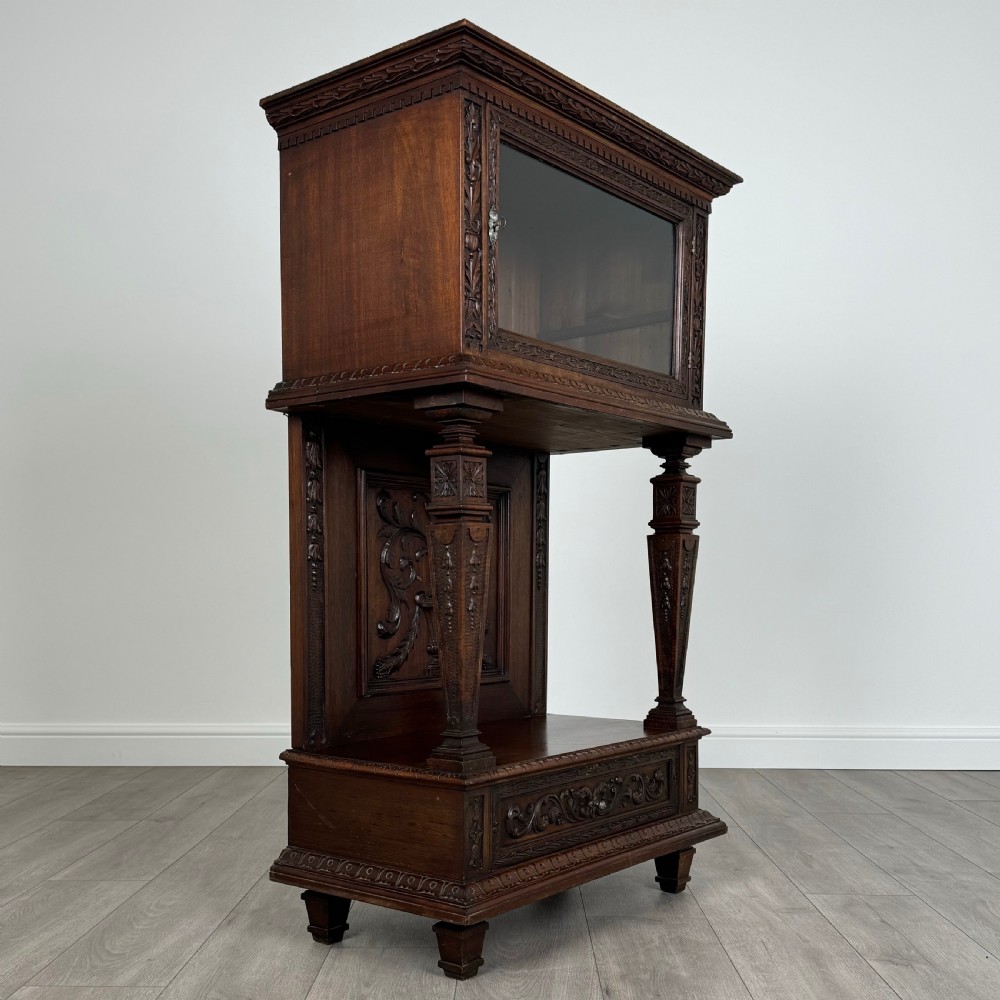 Antique 19th Century Carved Walnut Cabinet View IX