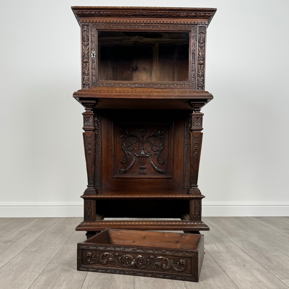 Antique 19th Century Carved Walnut Cabinet View XI