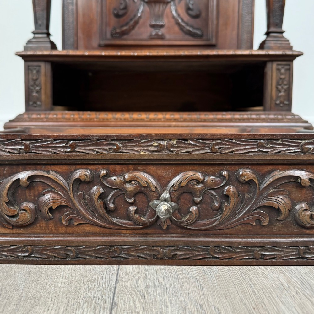 Antique 19th Century Carved Walnut Cabinet View XII