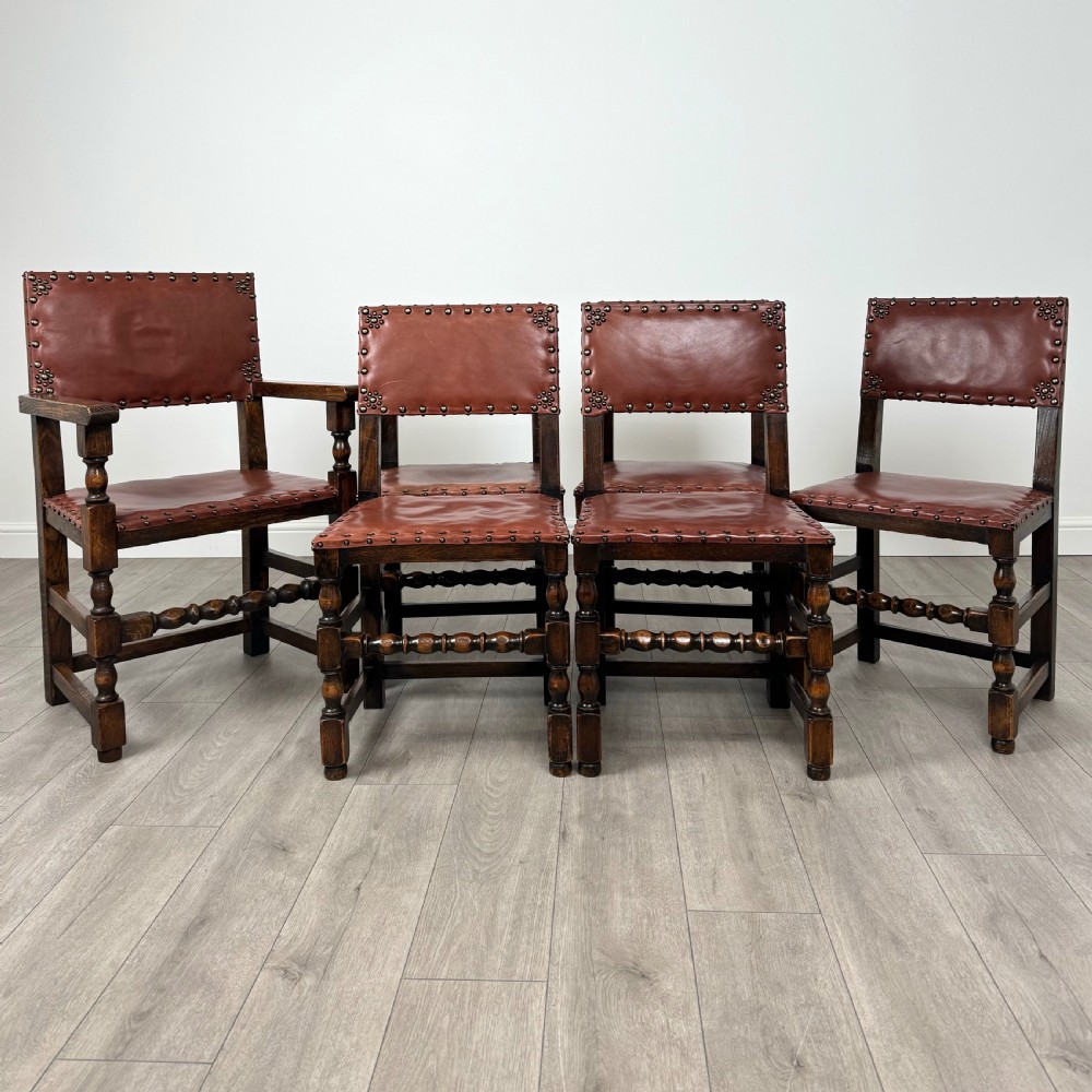 Antique 20th Century Set Of 6 Good Quality Oak Dining Chair’s